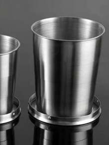 1pc Lightweight Folding Stainless Steel Cup, Portable High-Temperature Resistant Retractable Rinse Cup, Small Water Cup For Outdoor Travel