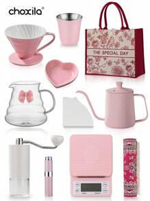 choxila Bộ pha cà phê, Bộ pha cà phê nhỏ giọt màu hồng cỡ 01 & cỡ 02, Bộ pha cà phê Pour Over, Quà tặng ngày lễ tình nhân tuyệt vời, Quà tặng cà phê kỷ niệm ngày lễ, Phụ kiện pha cà phê du lịch di động, Quà tặng sáng tạo màu hồng cho mẹ/con gái/người yêu/gia đình/bạn bè - Hồng - Xem 12
