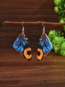 Butterfly Wing Drop Earrings - Multicolor - View 6