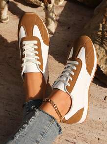 Women's Comfortable Sports Shoes, Soft Sole Round Toe Gump Shoes, Fashionable New Spring/Summer Lightweight Non-Slip Flat Casual Shoes, Low-Top Running Shoes - Brown - View 5