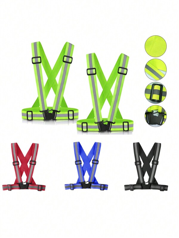 1pc Reflective Safety Vest Cycling Reflective Strap Night Running Reflective Cloth Elastic Reflective Belt Reflective Waistcoat