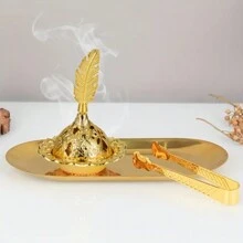 1/3PCS Metal Incense Burner, Creative Arab Style Golden Tower Hollow Mabkhara Bakhoor Burner, Incense Holder For Home Decoration, Stylish Metal Incense Clip Tray, Decorative Aromatherapy Accessory For Living Room, Bedroom, And Office E-I-D - Multicolor - View 7