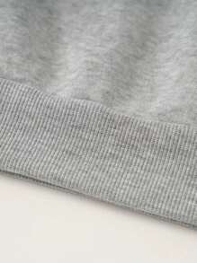 Capucha con estampado de letra con forro térmico con bolsillo de canguro con cordón - Gris - Ver 5