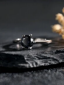 Genuine 925 Silver Women's Ring With Natural Garnet Stone Moissanite/Peridot/Moon Stone/Diopside/Citrine/Topaz/Amethyst Crystal 6*6mm Classic Elegant Wedding Bands Adjustable Size Engagement Jewelry Valentine's Day Gifts