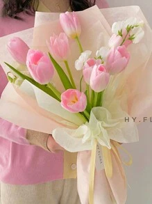 40 件/包小号一次性牛奶玫瑰花束包装纸，插花包装材料，优雅简约的花卉衬里