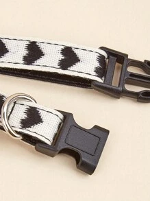 1pc Black Heart Pattern Jacquard Lightweight Soft Pet Collar, Adjustable, Suitable For Small Cats And Dogs For Indoor And Outdoor Use (Not Suitable For Large Dog Accessories) - Black - View 6
