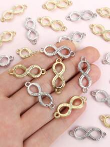 10 件创意无限标志水钻镶嵌镂空吊坠连接器 - 带双挂幸运数字 8 设计合金链接的饰品，适用于 DIY 男女时尚手链项链脚链 - 个性化礼物的独特配饰