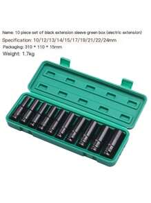 10pcs Electric Wrench Socket Set, 8-24mm Extended Sockets, Pneumatic Short Hex Sockets,Tools For Men - Multicolor - View 6