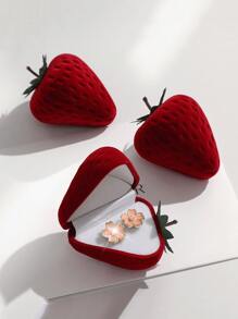 1 件戒指收纳盒，粉色或玫红色创意草莓形戒指首饰收纳盒，红色戒指盒，适合婚礼派对，情人节礼物，天鹅绒首饰盒，用于戒指、手镯、项链和耳环的收纳和展示，2025 年毕业装饰，派对用品，婚礼装饰，毕业礼物，返校 - 彩色 - 查看 4