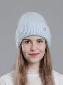 1pc Winter Women's Beanie Metal Tag Fashion Female Stretch Wool Knitted Hat Thick Warm Ear Protection Hood Cold Hats For Woman ,Soft Slouchy Warm Snug Snow Ski Running Unisex Adult Knit Hat