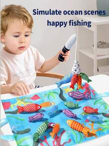 蒙特梭利幼儿玩具，适合1.5岁男孩女孩，复活节/生日礼物 - 多功能布艺钓鱼游戏，带叠叠杯，可进行数字计数、颜色分类、形状学习，派对礼品（颜色随机） - 彩色 - 查看 5