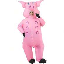 1 Stück aufblasbares Erwachsenen Maskottchen Kostüm rosa Schwein, Weihnachts Cosplay Kostüme für Mann Frau Tier Party Rollenspiel Kostüm ohne Batterie