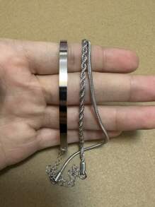 Set de 3 pulseras minimalistas y elegantes de acero inoxidable ajustables para hombres, adecuadas para uso diario