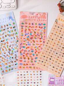 2 hojas de pegatinas mini adorables, serie de diseños de animales peculiares, pegatinas decorativas para manualidades, estuches de teléfono, cuadernos, cascos, monopatines, juguetes DIY creativos - Multicolor - Ver 7