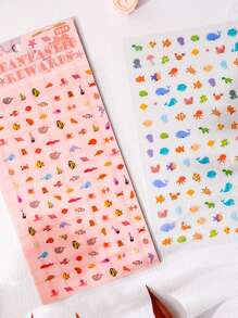 2 hojas de pegatinas mini adorables, serie de diseños de animales peculiares, pegatinas decorativas para manualidades, estuches de teléfono, cuadernos, cascos, monopatines, juguetes DIY creativos - Multicolor - Ver 4