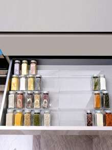 4/8 件装调味品架透明亚克力抽屉罐收纳架可调节可堆叠阶梯式调味瓶收纳架厨房