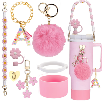 杯子装饰配件，8-9mm吸管盖，硅胶套30 40盎司兼容杯子，女孩圣诞礼物，DIY礼物创意装饰，感恩节装饰，朋友礼物装饰，圣诞派对装饰，配件，圣诞杯水瓶