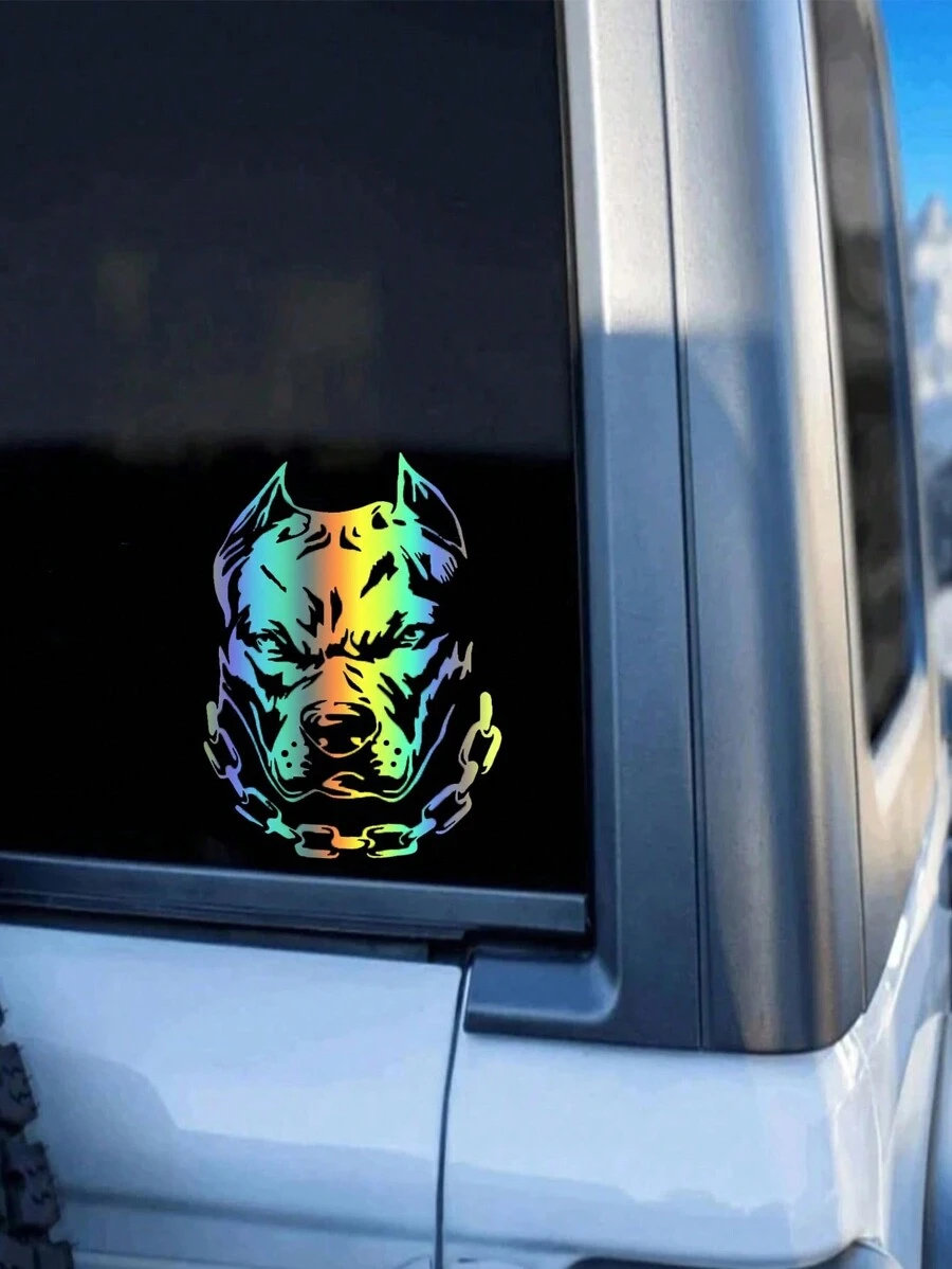 1入組小狗樣式鐳射汽車貼紙 - 彩色 - 查看 1