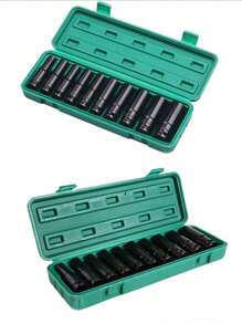 10pcs Electric Wrench Socket Set, 8-24mm Extended Sockets, Pneumatic Short Hex Sockets,Tools For Men - Multicolor - View 4