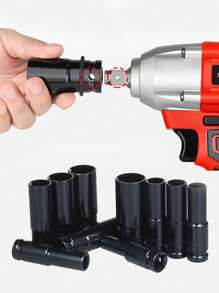 10pcs Electric Wrench Socket Set, 8-24mm Extended Sockets, Pneumatic Short Hex Sockets,Tools For Men - Multicolor - View 3