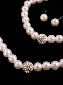 4pcs Faux Pearl Beaded Jewelry Set - White - View 9