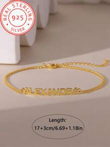 A 925 Silver Personalized Custom Cuban Chain Bracelet, Personalized Name Chain For Mother's Day, Valentine's Day, Birthday, Wedding And Graduation - Elegant Gifts, Holiday Gifts - Multicolor - View 4