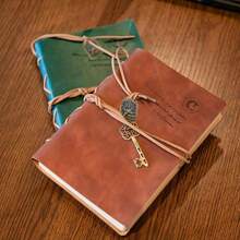 1 件复古笔记本，带肩带和吊坠，可拆卸内页，PU 皮革日记本计划笔记本，学校用品礼物