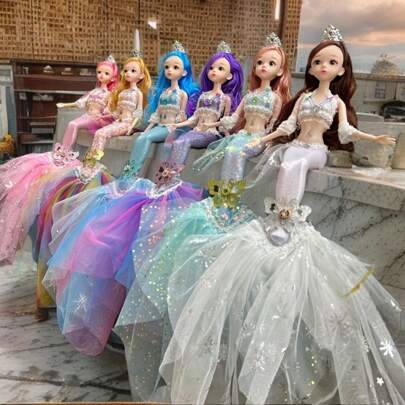 1pc 45cm/17.71inch Beautiful Princess Mermaid Doll For Girl,Birthday Gift Toy, Play House Doll, Dress Up Toy, RoomDecoration, Fish TailCan Be Unfolded,Christmas/Halloween/Thanksgiving Gift Easter Gift