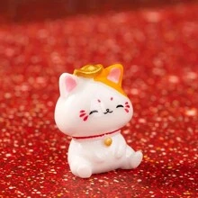 6 món đồ trang trí Maneki-Neko (Mèo may mắn), Đồ trang trí phong cảnh thu nhỏ, Đồ trang trí mèo may mắn bằng nhựa đáng yêu, Quà tặng trang trí nhà cửa cho phòng khách, văn phòng, ngày lễ tình nhân, đồ trang trí tiệc năm mới - Nhiều màu - Xem 5