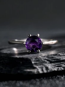 Genuine 925 Silver Women's Ring With Natural Garnet Stone Moissanite/Peridot/Moon Stone/Diopside/Citrine/Topaz/Amethyst Crystal 6*6mm Classic Elegant Wedding Bands Adjustable Size Engagement Jewelry Valentine's Day Gifts