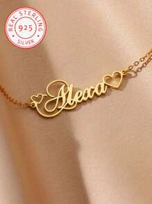 A 925 Silver Customized Personalized Name Bracelet, A Luxurious And Fashionable Men's And Women's Jewelry Accessory, A Surprise Gift For Loved Ones, Friends, And Family, A Simple, Elegant, Romantic, Bohemian Style Matching Accessory, Suitable For Valentine's Day