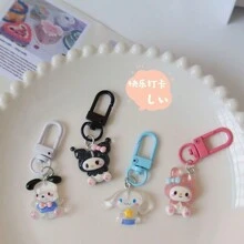 Sanrio Sanrio 10pcs/5pcs/1pc Transparent Kawaii Kitty Style Keychain, Suitable For Backpack, Car, Festival, Family Party, Birthday, Gift Choices