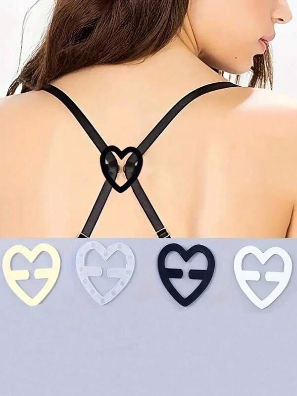 4 piezas de Hebillas invisibles con forma de mariposa/flor/corazón para el sostén, hebillas antideslizantes para la espalda para usar con sostenes sin tirantes, hebillas ocultas para el cuidado del Body para viajes, deportes, exteriores y cinturones