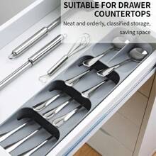 Kitchen Drawer Cutlery Storage Tray Knife Holder Spoon Forks Tableware Organizer Container For Spice Bottles Knives Block Rack - Army Green - View 5