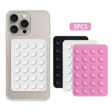 3pcs Silicone Suction Cup Square Single-Sided Silicone Suction Cup Multi-Functional Mobile Phone Leather Case Silicone Mobile Phone Suction Cup Holder Compatible With IPhone, Android Phone, Gift For Birthday, Family, Friends Phone Holder, Phone Stand, Phone Accessories