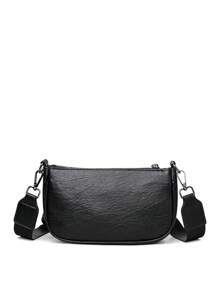 1 pieza Bolso de piel de estilo vintage casual con decoración de metal estilo canguro para mujer