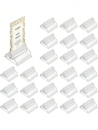 6/12/24/48个装透明迷你亚克力桌卡架，小型婚礼桌牌架，可用于展示婚礼卡片、照片、便签、图片