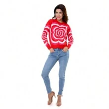 Suéter Casual Para Dama - Rojo - Ver 4