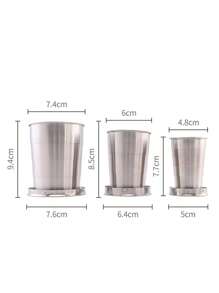 1pc Lightweight Folding Stainless Steel Cup, Portable High-Temperature Resistant Retractable Rinse Cup, Small Water Cup For Outdoor Travel