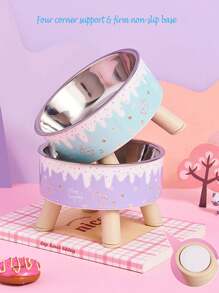 1 Stück Eis-Muster Erhöhter Napf mit Nackenstütze für Haustiere, rutschfeste und verschüttungssichere Hochleistungsfutter- und Wasserschale für Hunde & Katzen - Verschiedenfarbig - Übersicht 5