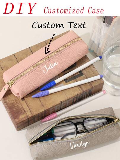 1pc Customized Leather Pencil Case, Personalized Storage Bag, Waterproof And Stain-Resistant, Can Be Customized With Your Unique Design (Photo, Name, Illustration), Lightweight And Portable Zipper Cosmetic Bag, Pencil Case, Classic Style Pencil Box, Suitable For School/Student/Back To School Season, Unisex Back To School,Multi-Functional,Ornamental,Reusable,Modern,Colorful,Cute,Vintage,Cartoon,Kawaii,Custom,Personalized,Unique,Customized,Workers,Clients,Students,For Business/Work/Office,For School,Back To School,School Supplies