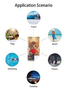 1pc Pet Cat & Heart Printed Beach Blanket, Super Absorbent Microfiber Swimming, Travel, Bath Towel