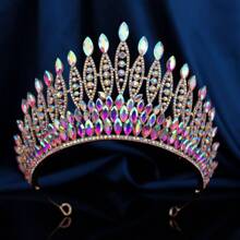 奢华新娘水晶水钻大皇冠，女士选美头饰，适合表演、派对、婚礼、宴会、情人节配饰 - 皇冠 - 查看 5