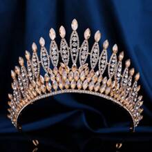 奢华新娘水晶水钻大皇冠，女士选美头饰，适合表演、派对、婚礼、宴会、情人节配饰 - 皇冠 - 查看 9