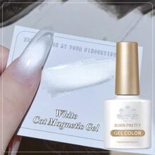 BORN PRETTY BORN PRETTY Esmalte de uñas en gel magnético de 10ml de color blanco fluido con brillo ultra, de secado semi-permanente y resistente al desprendimiento, para manicura con luz UV/LED