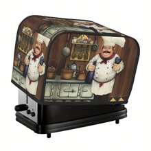 قطعة واحدة غطاء لصانع الخبز على طراز المزرعة العتيقة،غطاء غبار صانع الخبز بنمط الشيف السمين قابل للغسيل، ملحق إبداعي للمطبخ مع خطاف للتعليق، مناسب لشرائح خبز 2/4 قياسية