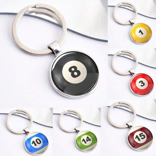 1pc New Billiard Ball Design Key Chain, Bag Pendant, Car Key Ring, Fashion Accessories