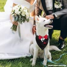 1 pieza Pañuelo de lujo y elegante para mascotas con moño y collar ajustable, diseño personalizado, apto para bodas y diversas fiestas - Multicolor - Ver 7