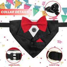 1 pieza Pañuelo de lujo y elegante para mascotas con moño y collar ajustable, diseño personalizado, apto para bodas y diversas fiestas - Multicolor - Ver 4
