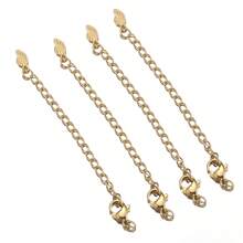 10pcs Stainless Steel Extension Chain With Lobster Clasp, Suitable For DIY Jewelry Making, Necklaces And Bracelets